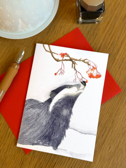 Hand-illustrated animal greeting card printed on recyclable FSC-certified