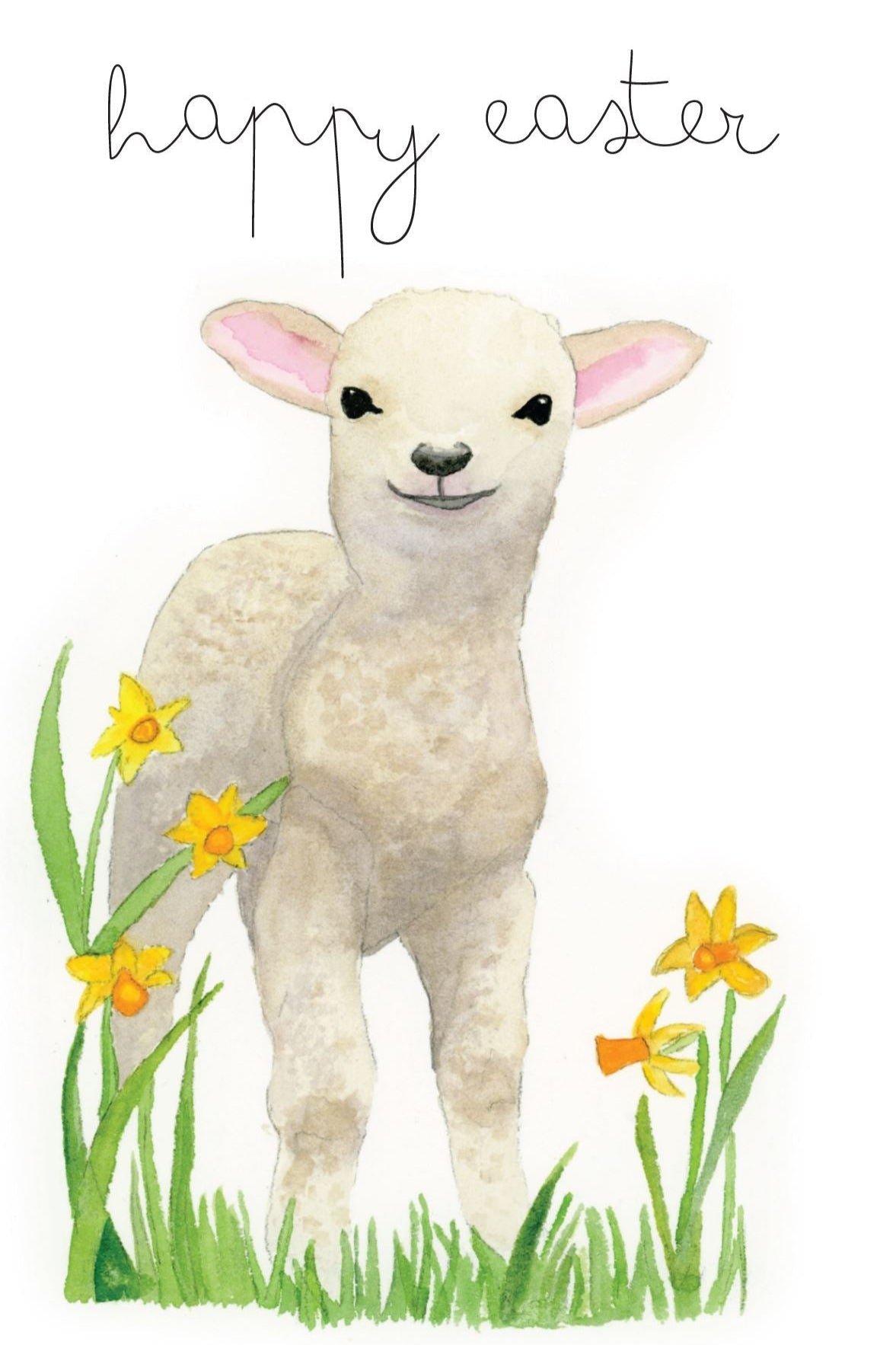 Spring Bloom – Easter Lamb & Daffodils Card